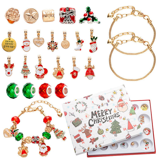 NNEDSZ Christmas Charm Bracelet Advent Calendar - DIY Jewelry Gift Set with Festive Charms